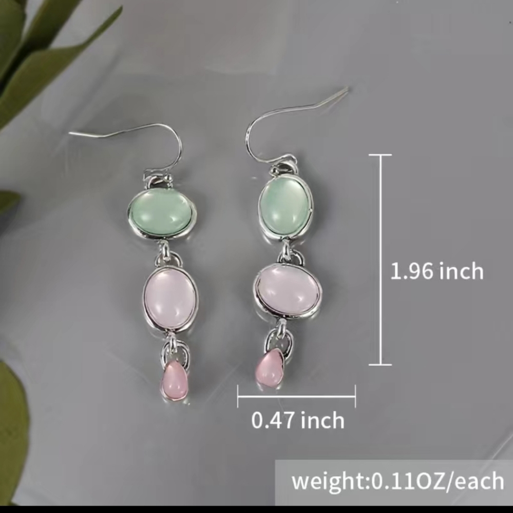 New moonstone drop dangle earrings - Picture 4 of 4
